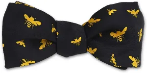Men's Bumble Bees Self-Tie Silk Bow Tie in Black, Made in USA
