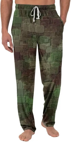 Men's Casual Drawstring Print Pants Fashion Lightweight Jogger Pants Elastic Waist Straight Leg Trouser with Pockets