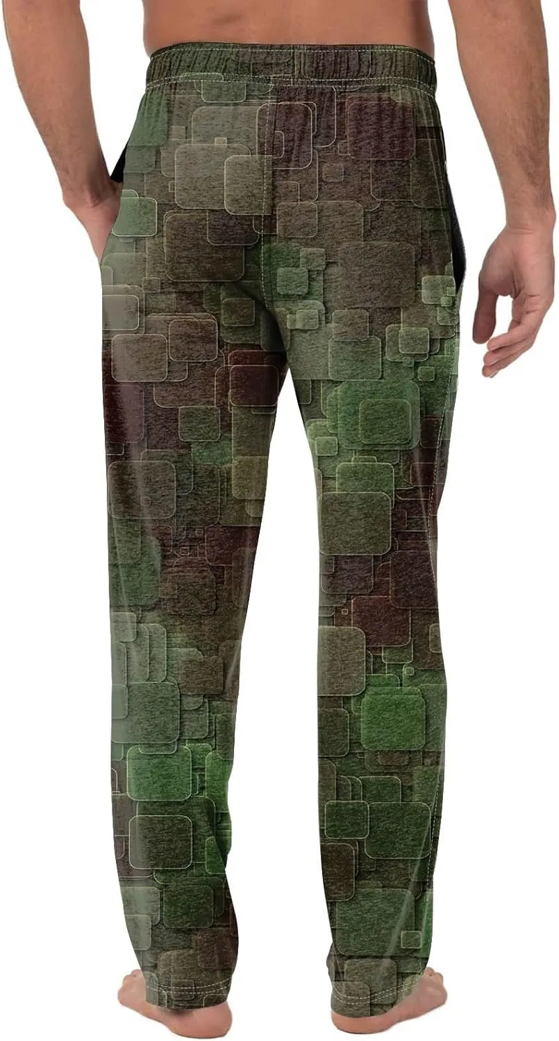 Men's Casual Drawstring Print Pants Fashion Lightweight Jogger Pants Elastic Waist Straight Leg Trouser with Pockets