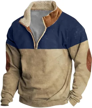 Mens Corduroy Sweatshirt Country Sweatshirts Thermal Warm Sweater Casual Loose Lapel Collar Fit Casual Jacket Coats