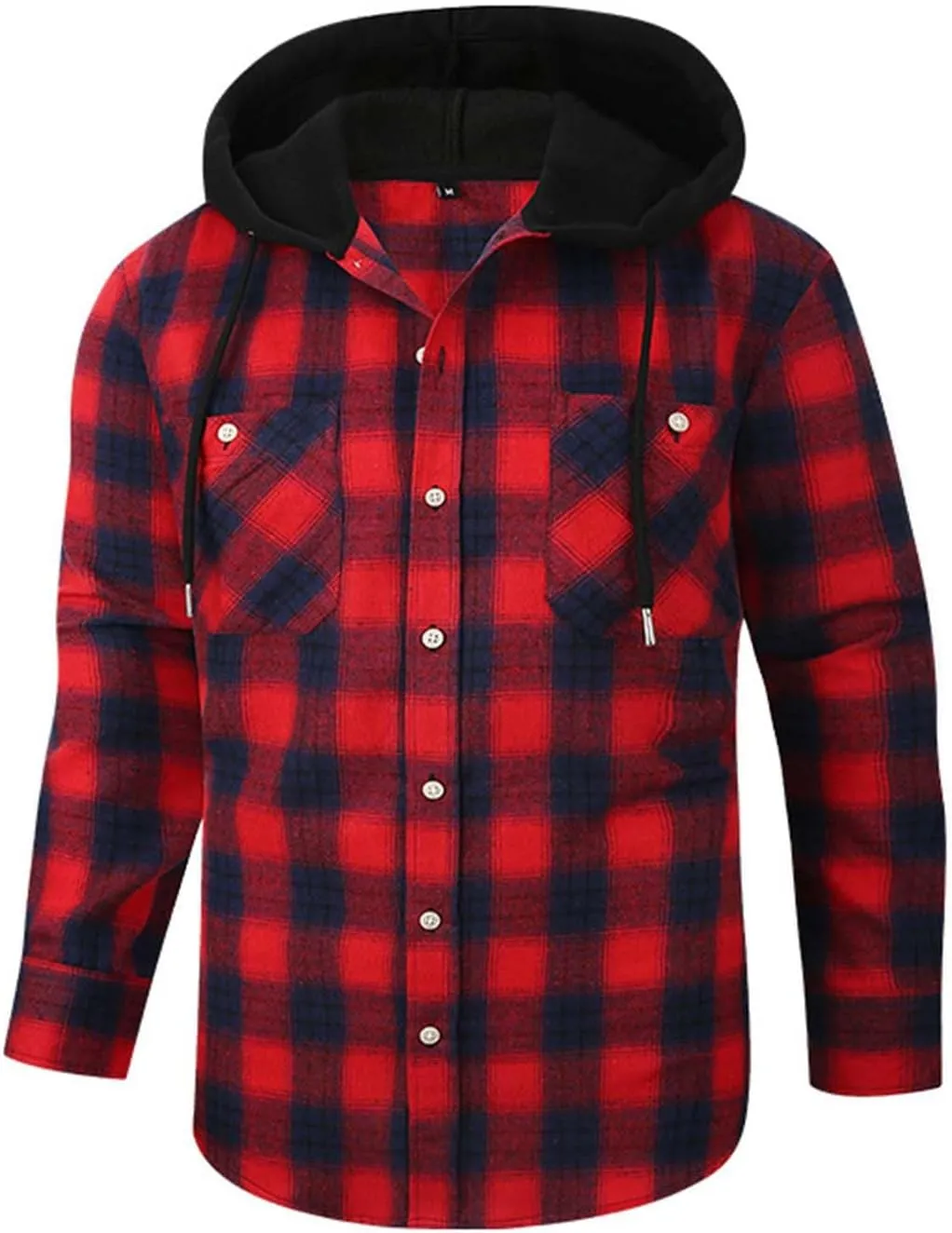 Mens Flannel Shirts Long Sleeve Plaid Lightweight Hooded Flannel Shirt Jacket Casual Button Down Fall Shacket