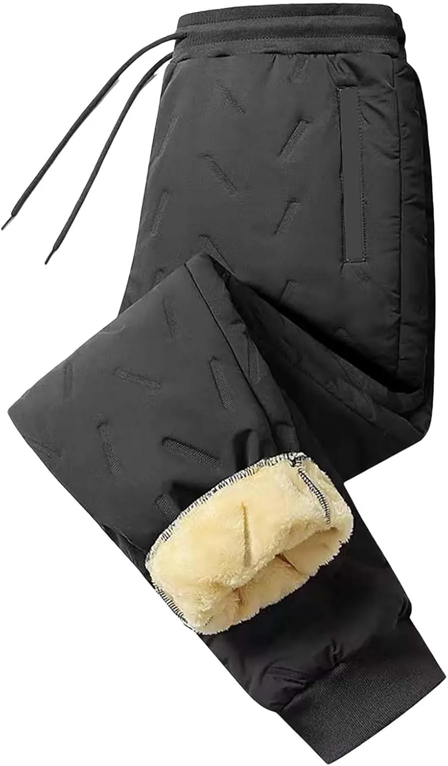Men's Fleece Lined and Windproof and Rainproof Pants Winter Warm Training Pants Active Thermal Jogger Fleece Lined