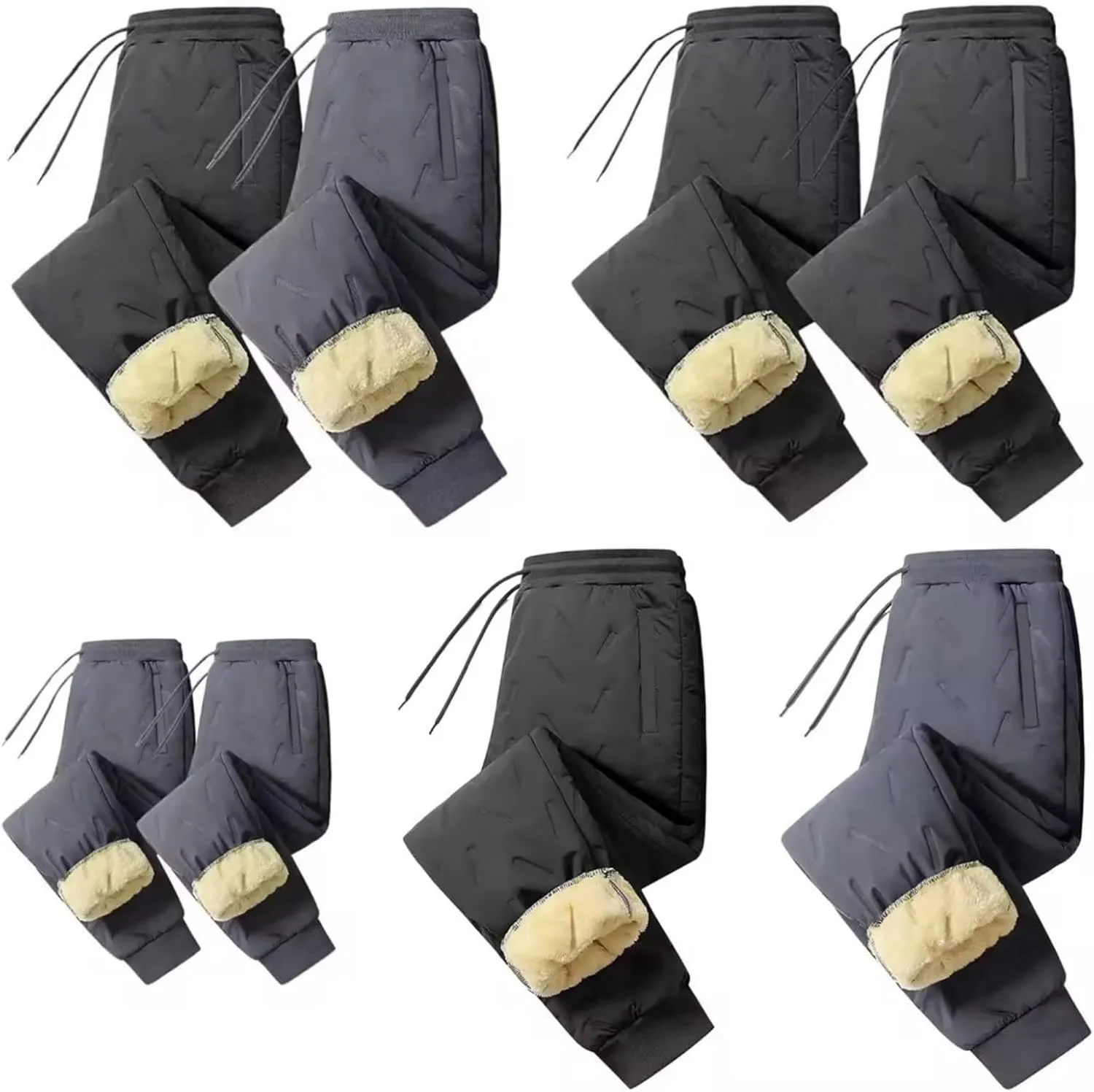 Men's Fleece Lined and Windproof and Rainproof Pants Winter Warm Training Pants Active Thermal Jogger Fleece Lined