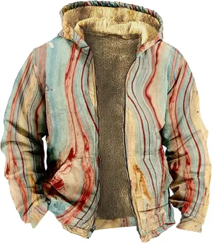 Mens Fuzzy Sherpa Jacket Long Sleeve Fleece Zip Up Coat Faux Fur Cozy Outerwear Outdoor Thick Casual Hoodies Hooded