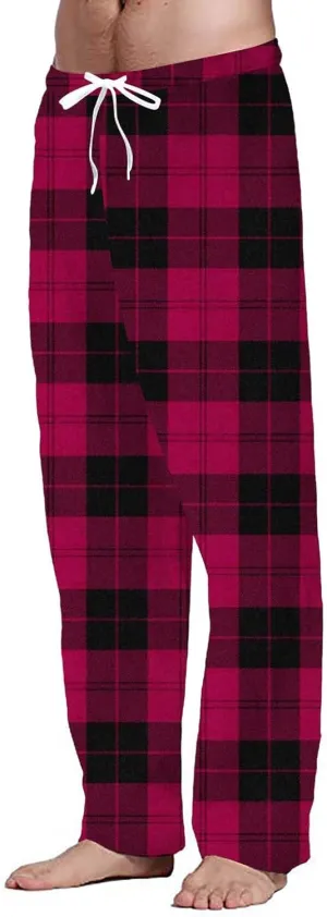 Mens Plaid Casual Pants 3D Printed Drawstring Elastic Waist Pajama Lounge Pants Big and Tall Checkered Trousers