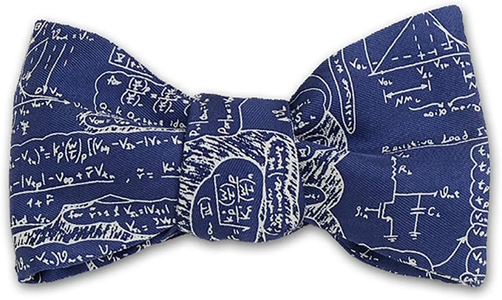 Men's Scientific Formulas Self-Tie Silk Bow Tie in Blue, Made in USA