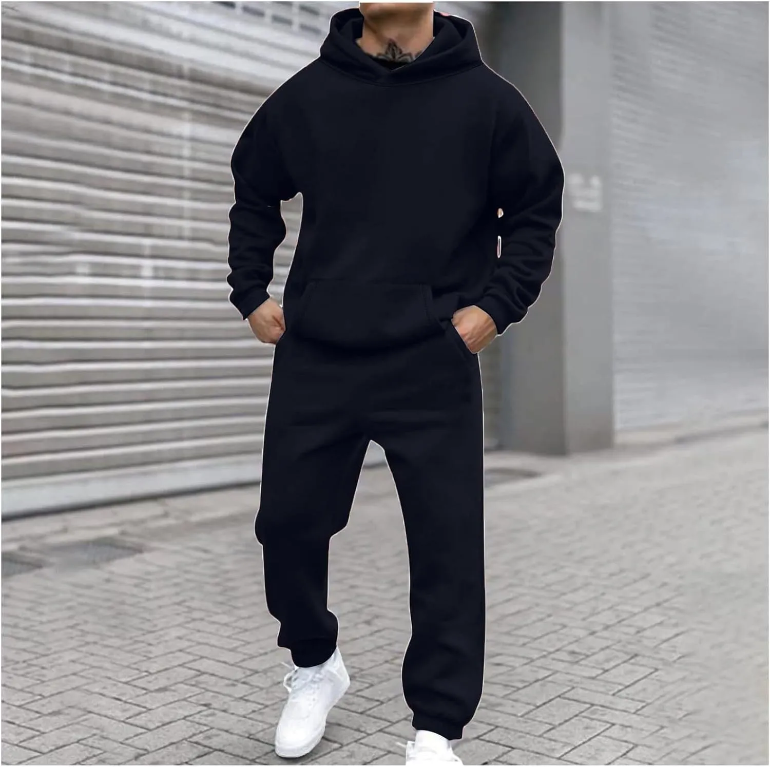 Men's Tracksuit 2 Piece Athletic Sweatsuits Sets Hooded Pullover and Elastic Waist Pants Casual Jogging Outfits