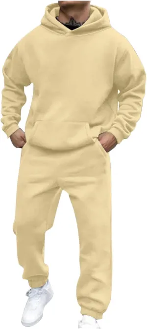 Men's Tracksuit 2 Piece Athletic Sweatsuits Sets Hooded Pullover and Elastic Waist Pants Casual Jogging Outfits