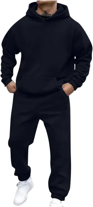 Men's Tracksuit 2 Piece Athletic Sweatsuits Sets Hooded Pullover and Elastic Waist Pants Casual Jogging Outfits