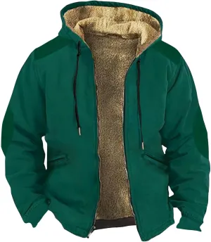 Mens Vintage Fleece Jacket Sherpa Lined Winter Coats Parka Warm Cozy Outerwear Windbreaker Casual Hoodies Plus Size
