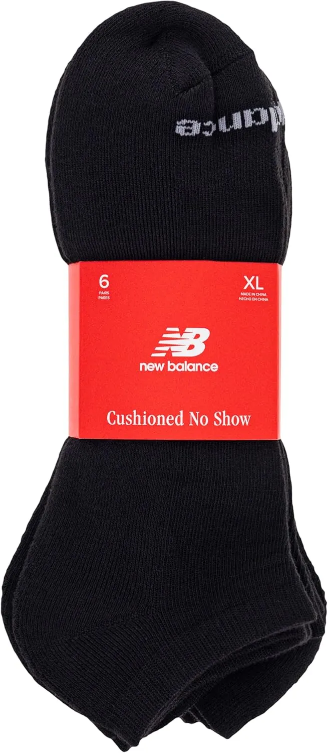 New Balance Women's Performance Cushioned No Show Socks-6 & 12 Pairs-Moisture Wicking
