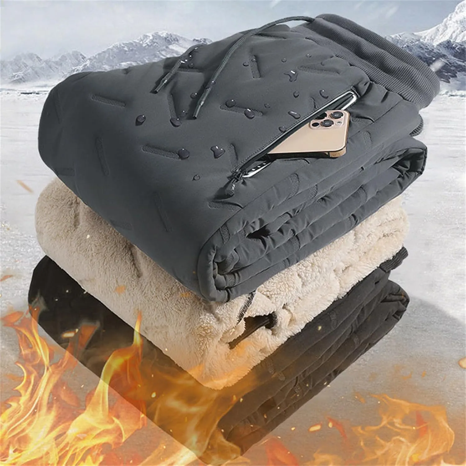 Outdoor Cargo Hiking Pants Bunched Feet Multi Pocket Cargo Pants for Active Gym Track Jogging Men's Winter Pants