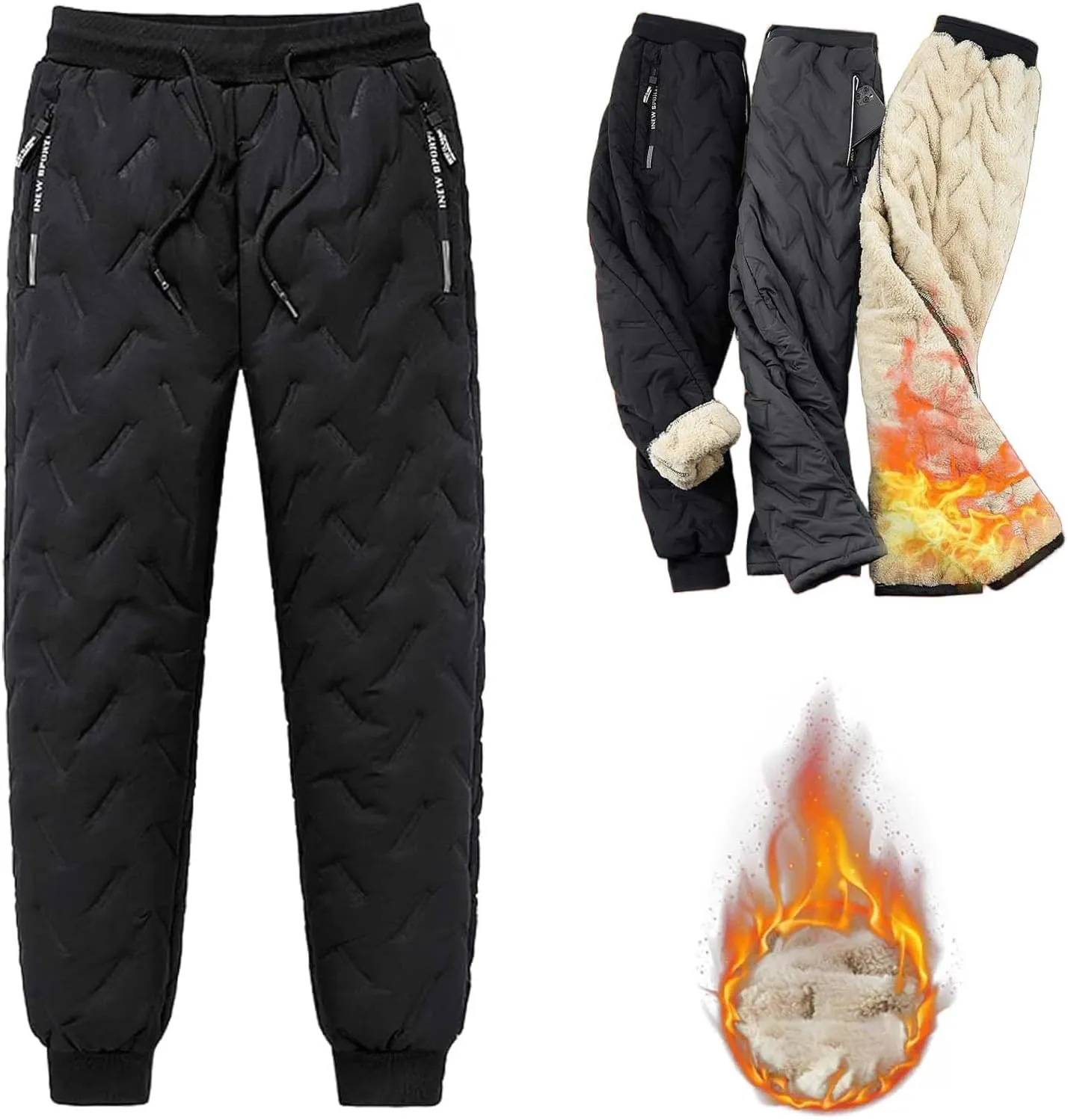 Outdoor Cargo Hiking Pants Bunched Feet Multi Pocket Cargo Pants for Active Gym Track Jogging Men's Winter Pants