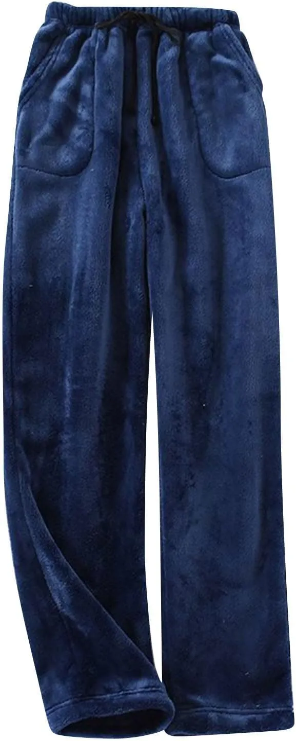 Pajama Pants for Women Flannel Pajamas Plush Sleep Pants Elastic Waist Pajama Bottoms Plaid Pants with Pockets