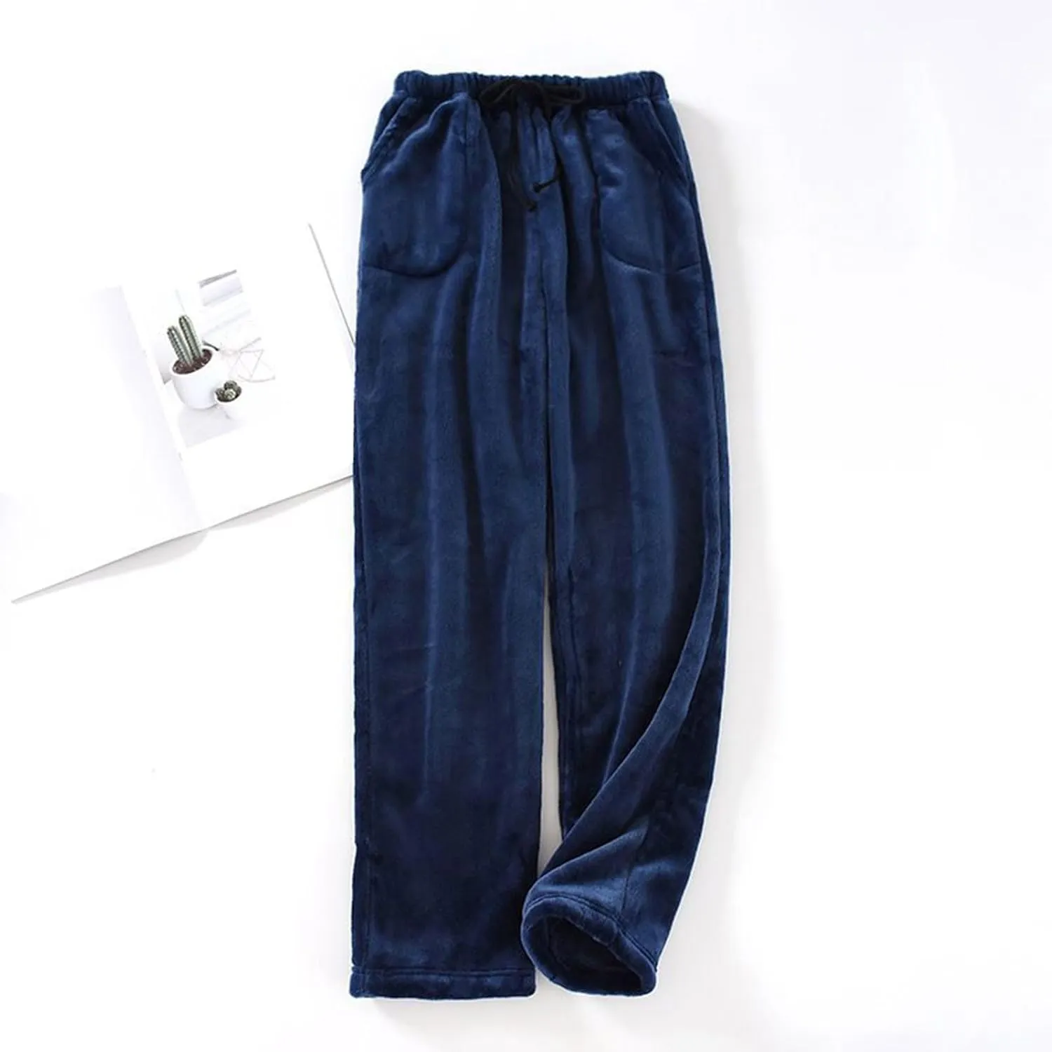 Pajama Pants for Women Flannel Pajamas Plush Sleep Pants Elastic Waist Pajama Bottoms Plaid Pants with Pockets
