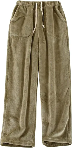 Pajama Pants for Women Flannel Pajamas Plush Sleep Pants Elastic Waist Pajama Bottoms Plaid Pants with Pockets
