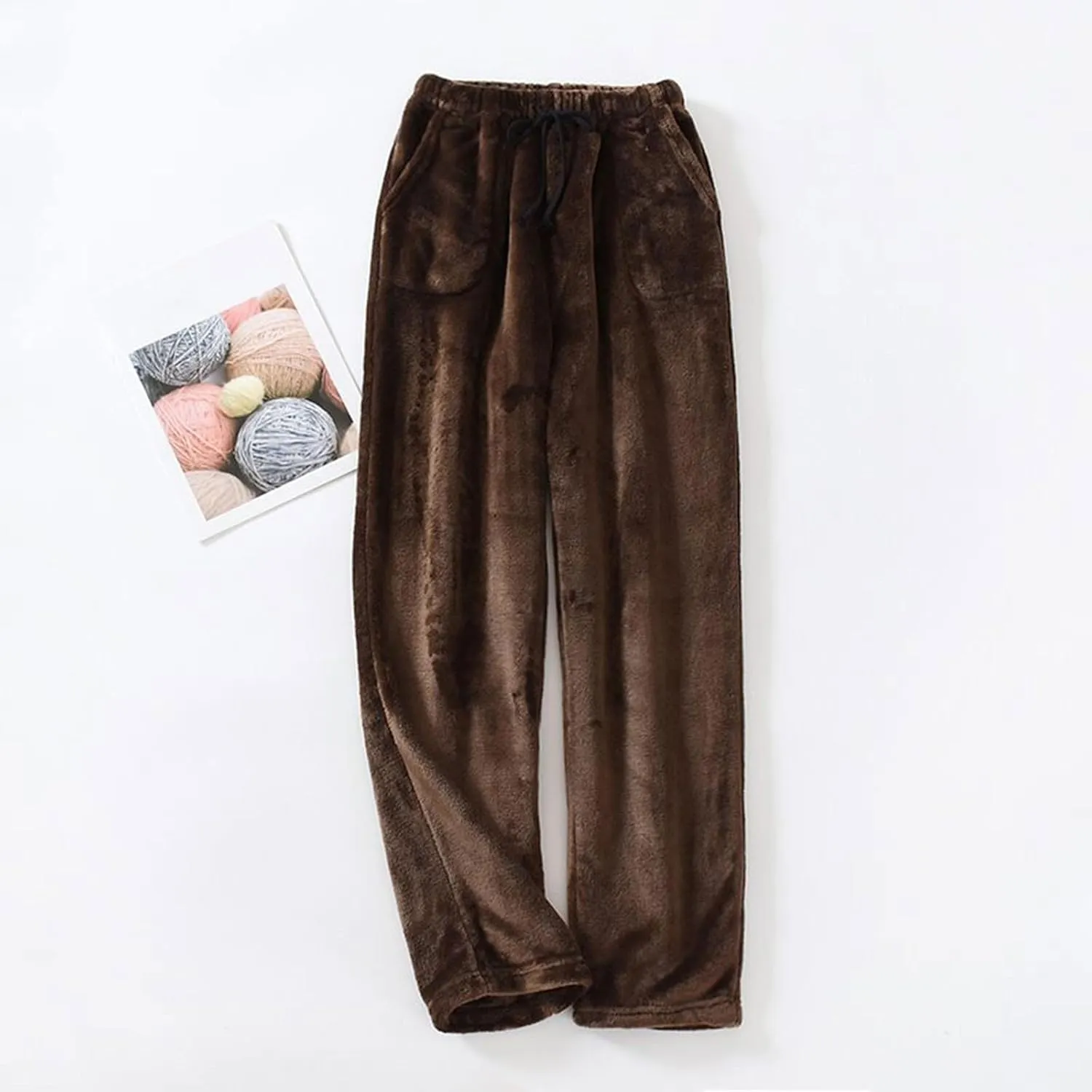 Pajama Pants for Women Flannel Pajamas Plush Sleep Pants Elastic Waist Pajama Bottoms Plaid Pants with Pockets