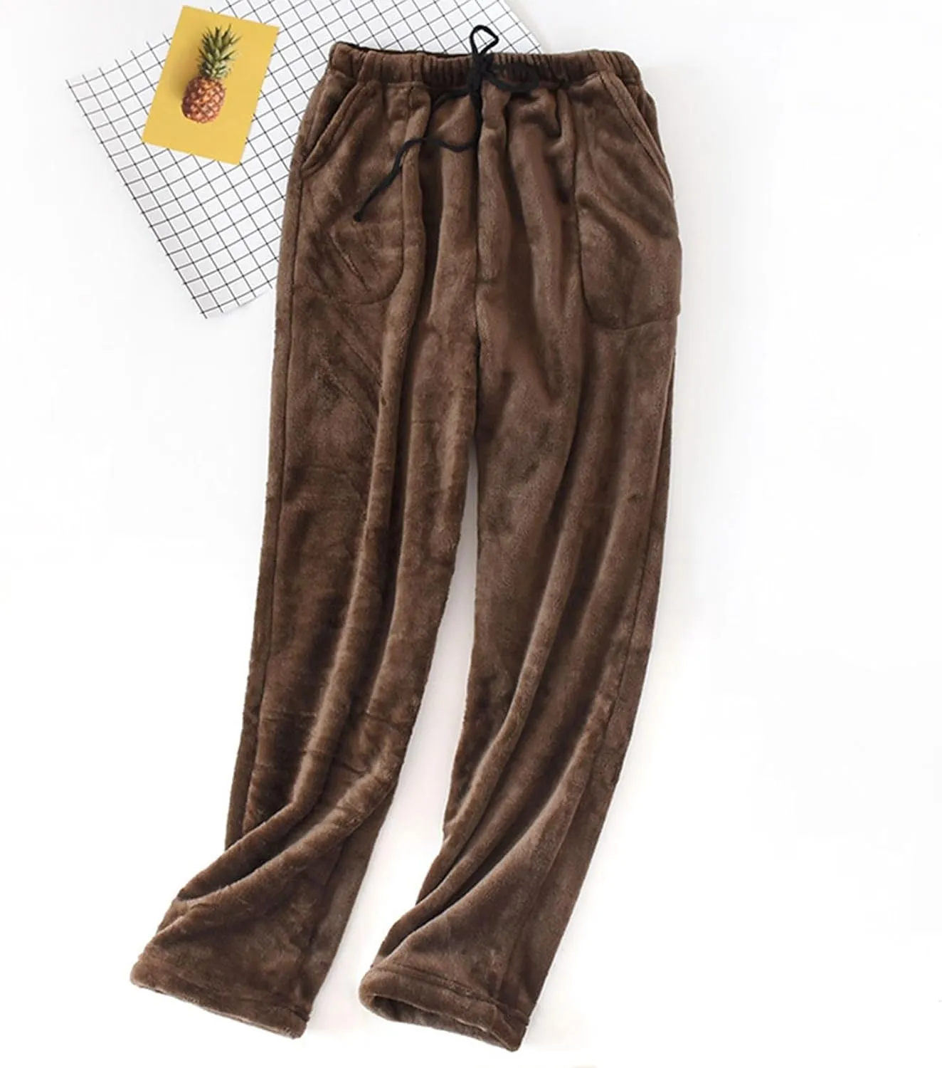 Pajama Pants for Women Flannel Pajamas Plush Sleep Pants Elastic Waist Pajama Bottoms Plaid Pants with Pockets