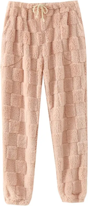 Pajama Pants Women Comfy Warm Flannel Pajama Lounge Fleece Long Pants Christmas Sleepwear Home Pants with Pockets