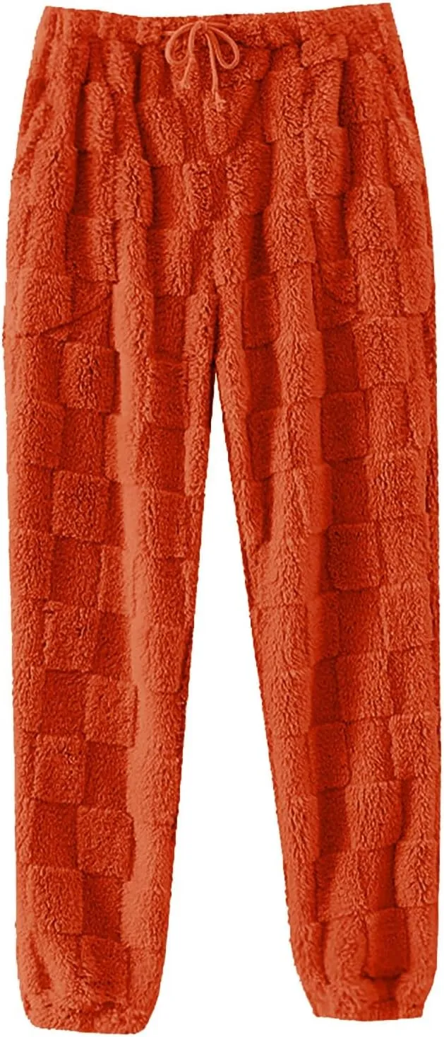 Pajama Pants Women Comfy Warm Flannel Pajama Lounge Fleece Long Pants Christmas Sleepwear Home Pants with Pockets