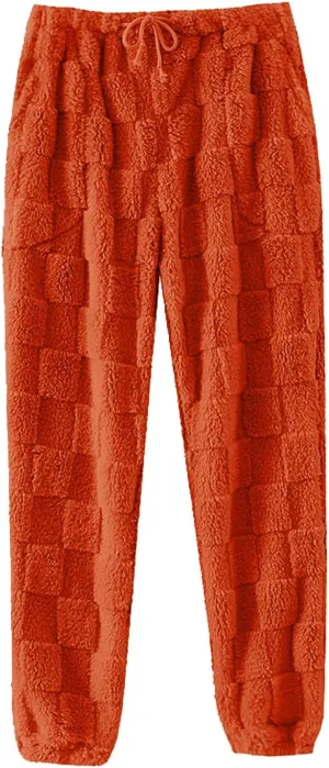 Pajama Pants Women Comfy Warm Flannel Pajama Lounge Fleece Long Pants Christmas Sleepwear Home Pants with Pockets