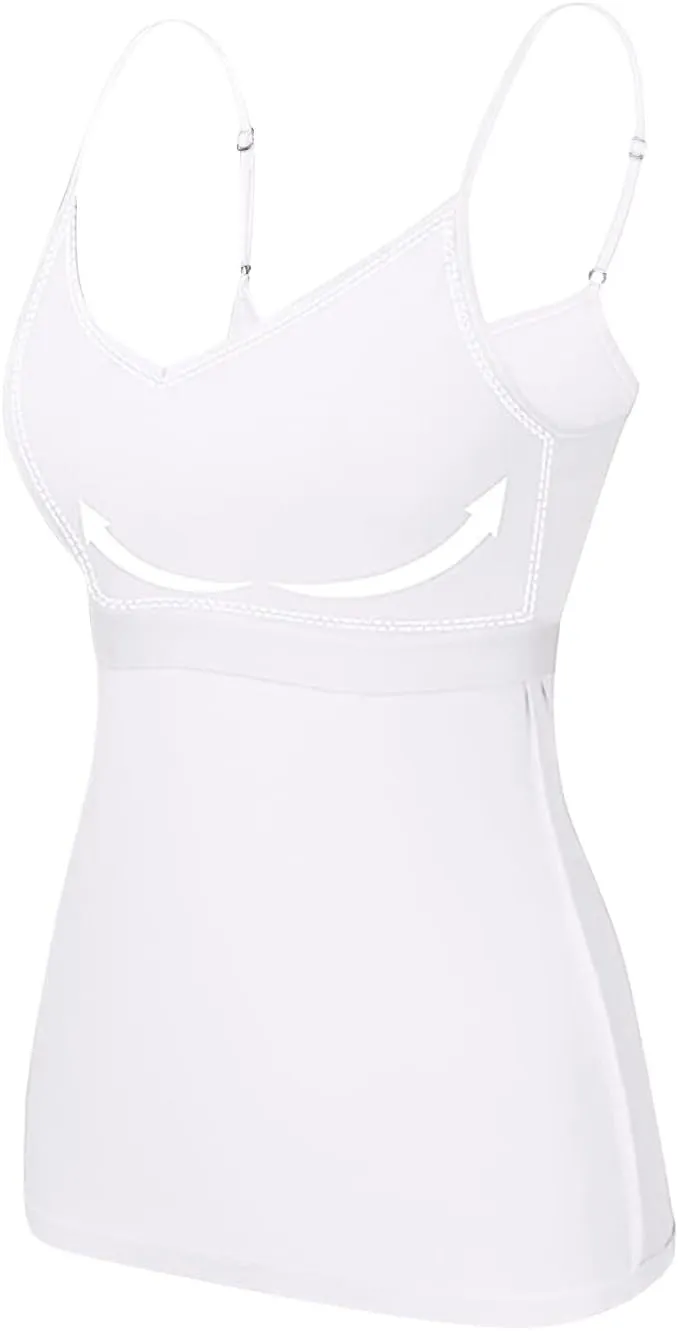 Palaver Womens Tank Tops With Built In Bras Summer Plus Size Padded Workout Tops Casual Crew Neck Sleeveless Camisole