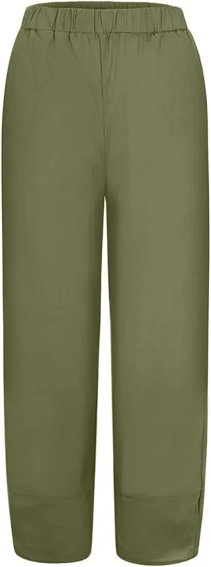 Pant Women Waist Crop Loose Colour Pure and Pants Elastic with Pocket Women Casual Pants Scrub Pants for Women