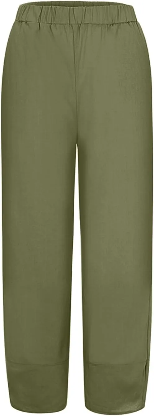 Pant Women Waist Crop Loose Colour Pure and Pants Elastic with Pocket Women Casual Pants Scrub Pants for Women