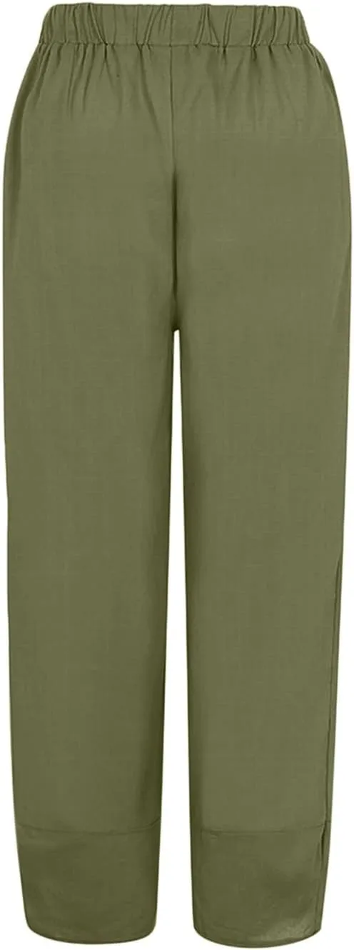 Pant Women Waist Crop Loose Colour Pure and Pants Elastic with Pocket Women Casual Pants Scrub Pants for Women