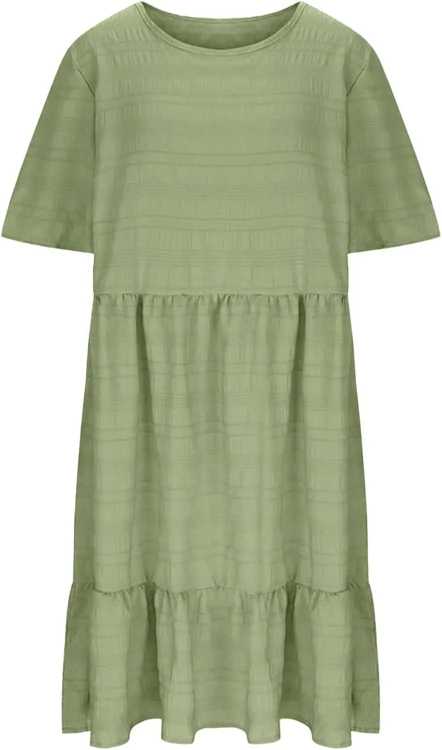 Plus Size Dresses for Women Short Sleeve Crew Neck Womens Dresses Swing Flowy Tiered Ruffle Beach Dress 2025