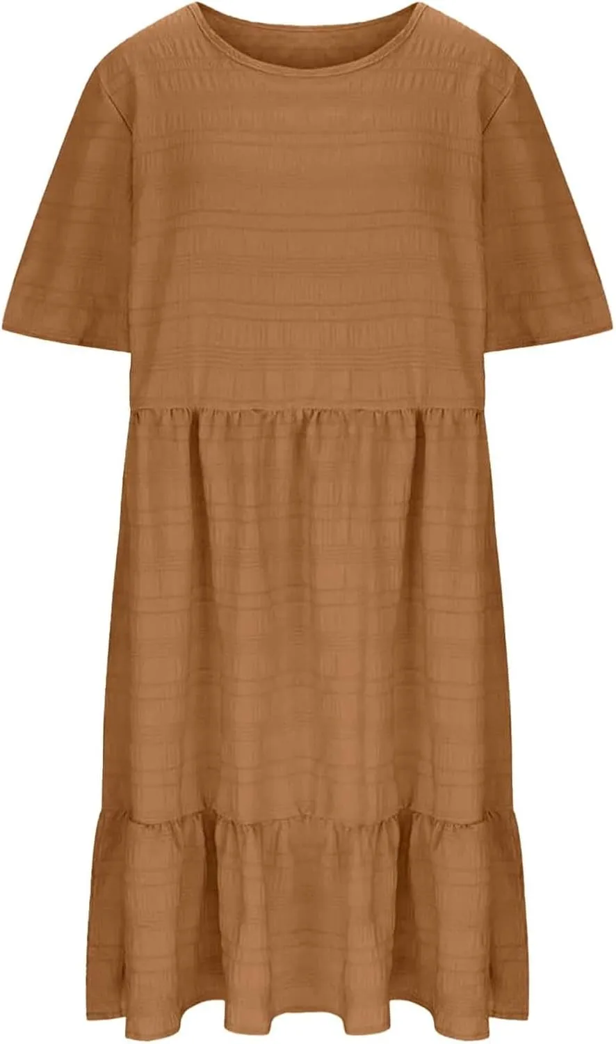Plus Size Dresses for Women Short Sleeve Crew Neck Womens Dresses Swing Flowy Tiered Ruffle Beach Dress 2025