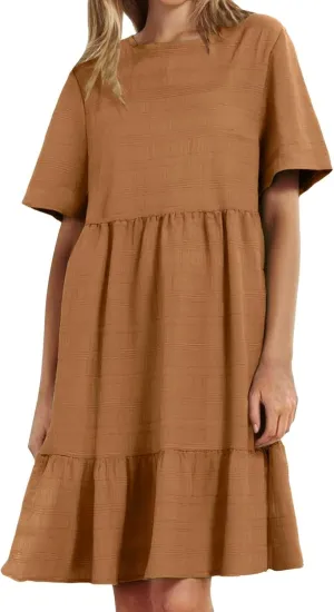 Plus Size Dresses for Women Short Sleeve Crew Neck Womens Dresses Swing Flowy Tiered Ruffle Beach Dress 2025