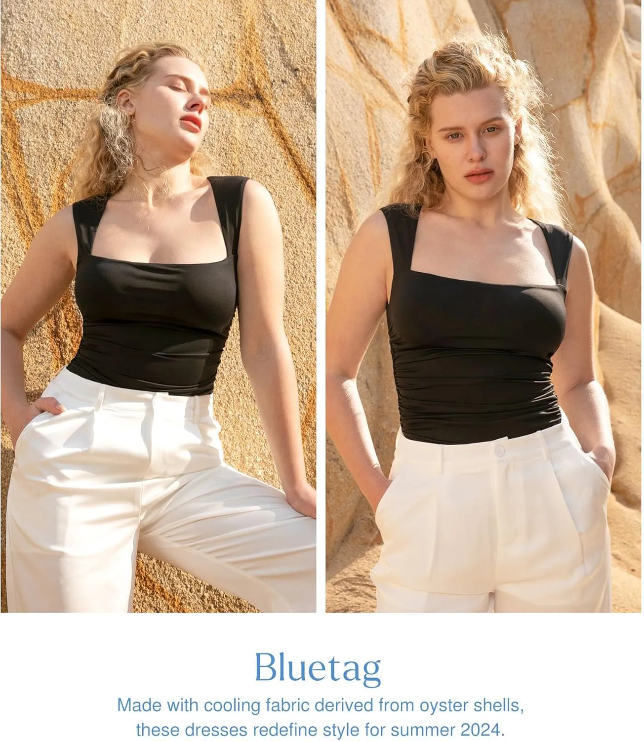 Popilush Shapewear Bodysuits for Women Sleeveless Tank Tops Square Neck Tummy Control Body Suit Bluetag Collection