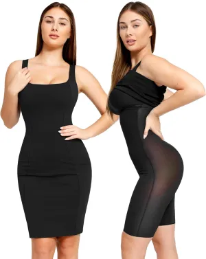 Popilush Shapewear Dress Workwear Built in Shapewear Dress Square Neck Sleeveless Dress 3D HIPS Offer