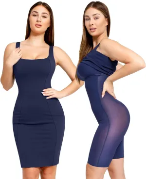 Popilush Shapewear Dress Workwear Built in Shapewear Dress Square Neck Sleeveless Dress 3D HIPS Offer