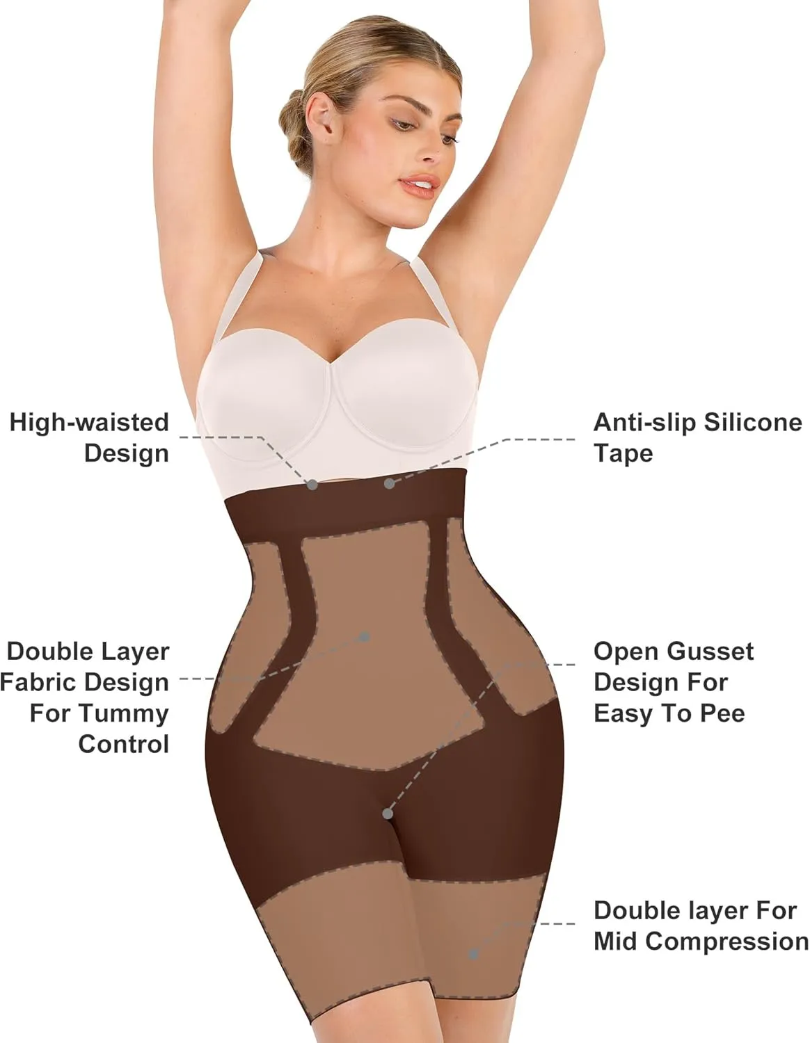 Popilush Shapewear Tummy Control High Waisted Shorts Body Shper for Women Butt Lifting Thigh Slimming Underwear