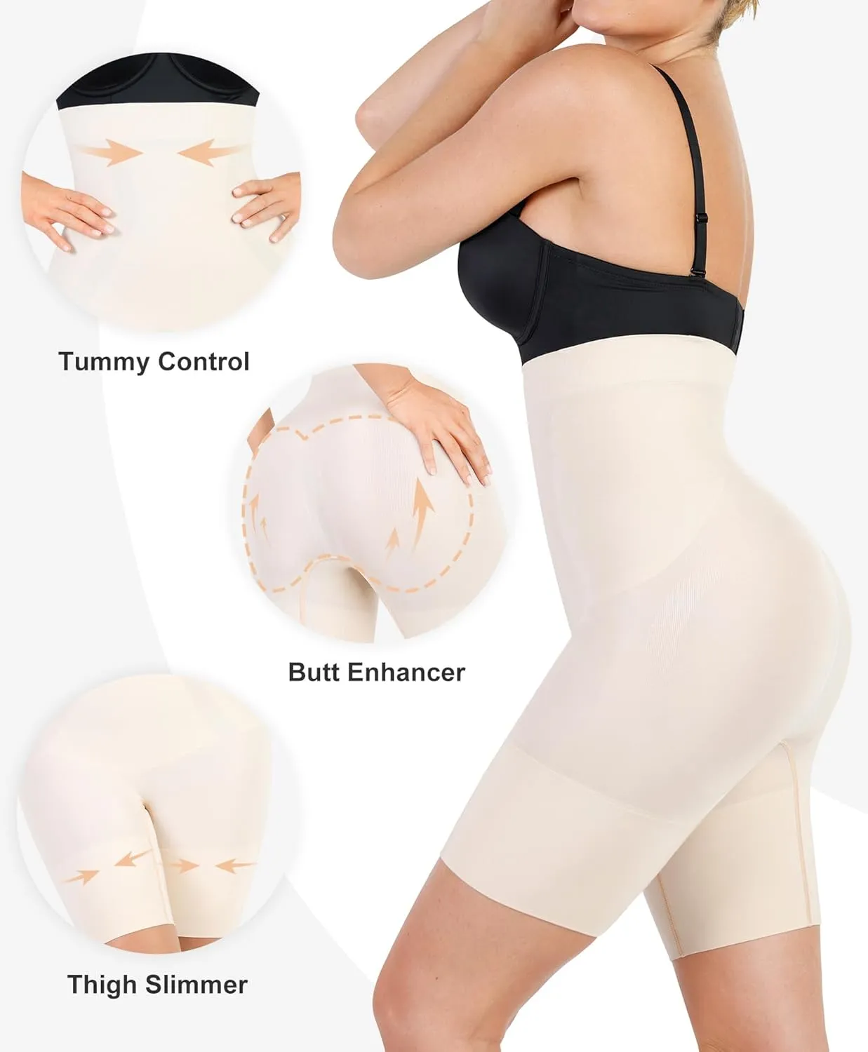 Popilush Shapewear Tummy Control High Waisted Shorts Body Shper for Women Butt Lifting Thigh Slimming Underwear