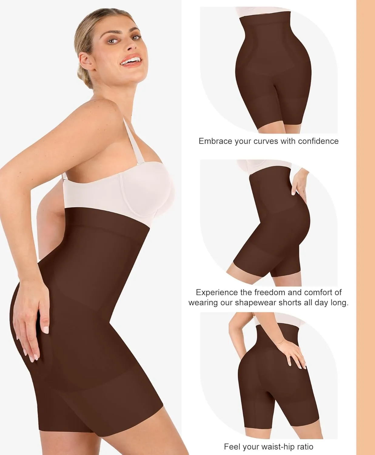 Popilush Shapewear Tummy Control High Waisted Shorts Body Shper for Women Butt Lifting Thigh Slimming Underwear