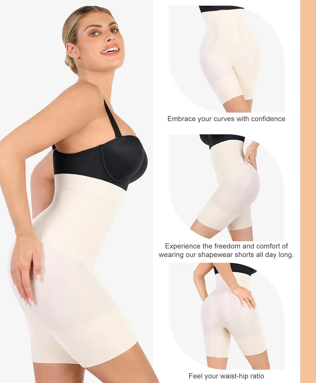 Popilush Shapewear Tummy Control High Waisted Shorts Body Shper for Women Butt Lifting Thigh Slimming Underwear