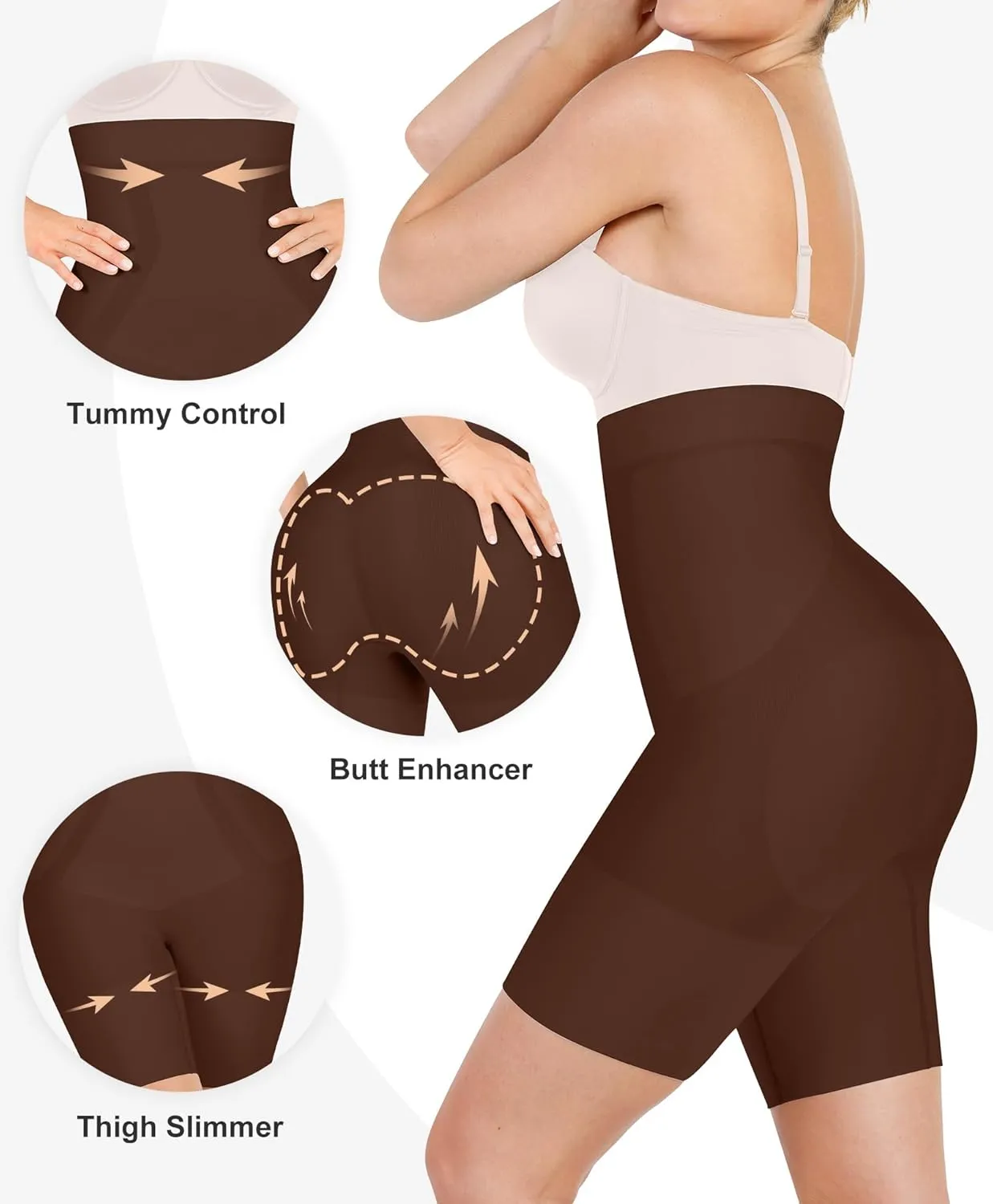 Popilush Shapewear Tummy Control High Waisted Shorts Body Shper for Women Butt Lifting Thigh Slimming Underwear