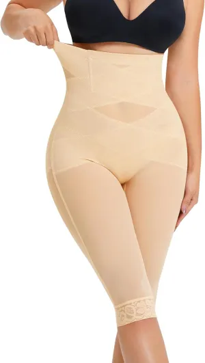 RDSIANE High Waist Shapewear Tummy Control Criss-Cross Body Shaper For Women Capri Butt Lifting Shapewear