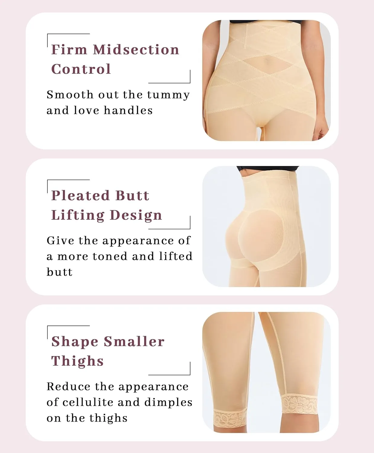 RDSIANE High Waist Shapewear Tummy Control Criss-Cross Body Shaper For Women Capri Butt Lifting Shapewear