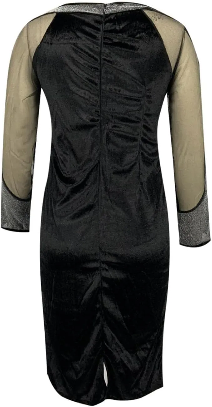 RKSTN Mid-Length Slim Bodycon Dress Sexy Mesh Bag Hip Plus Size Dress Long Sleeves Spring Dresses Prom Cocktail Sequin Dress