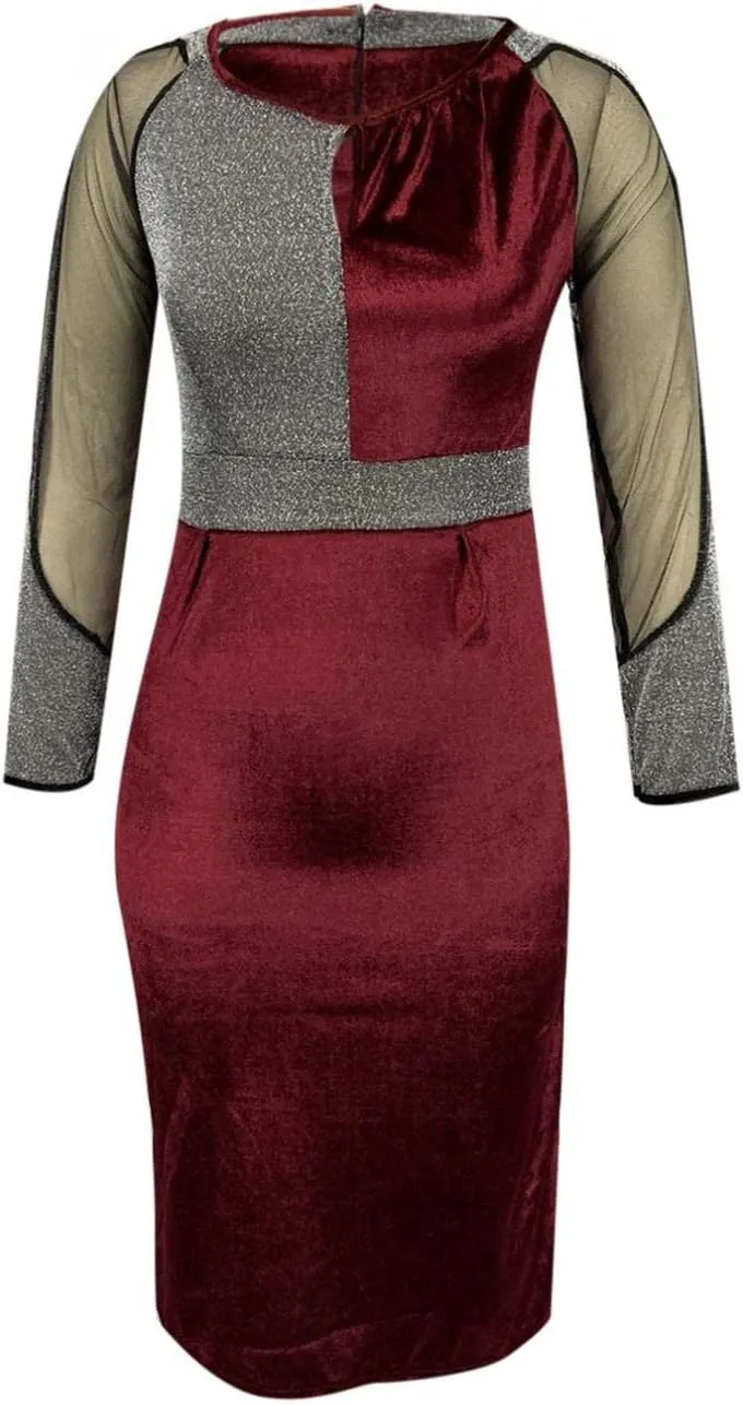 RKSTN Mid-Length Slim Bodycon Dress Sexy Mesh Bag Hip Plus Size Dress Long Sleeves Spring Dresses Prom Cocktail Sequin Dress