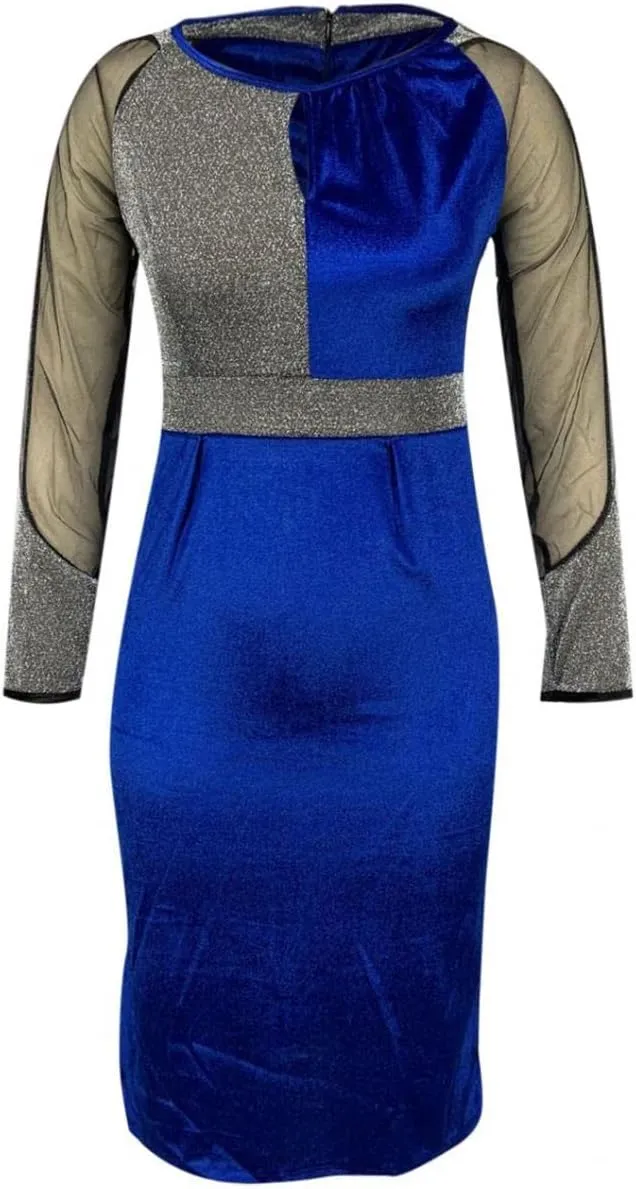 RKSTN Mid-Length Slim Bodycon Dress Sexy Mesh Bag Hip Plus Size Dress Long Sleeves Spring Dresses Prom Cocktail Sequin Dress