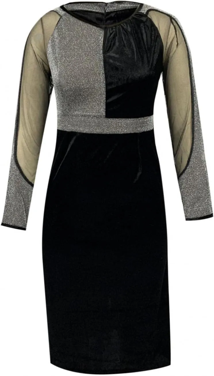 RKSTN Mid-Length Slim Bodycon Dress Sexy Mesh Bag Hip Plus Size Dress Long Sleeves Spring Dresses Prom Cocktail Sequin Dress