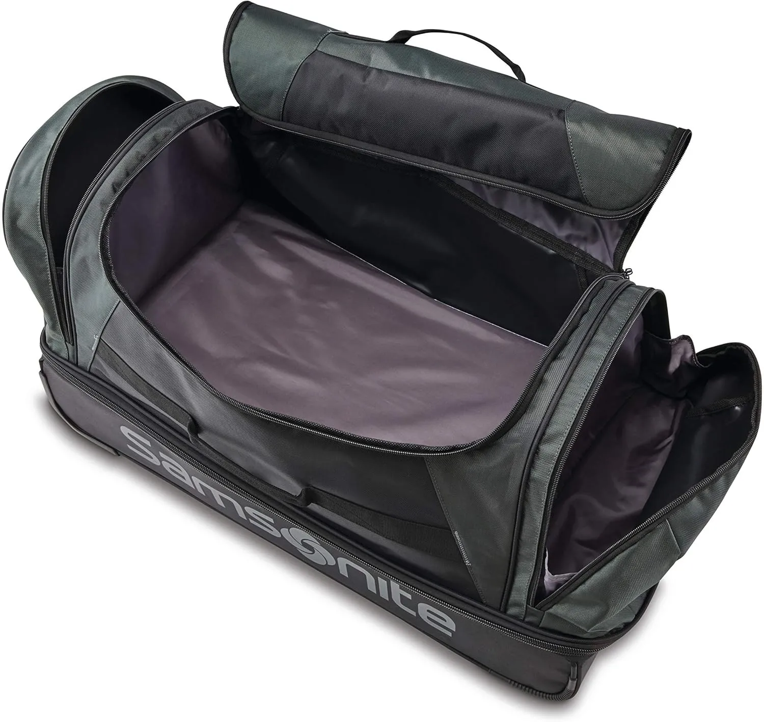 Samsonite Andante 2 Wheeled Duffel Bag – 22-Inch Durable Rolling Luggage with Inline Skate Wheels, Push-Button Handle & Spacious Compartments – Travel-Friendly and Lightweight - Moss Green/Black