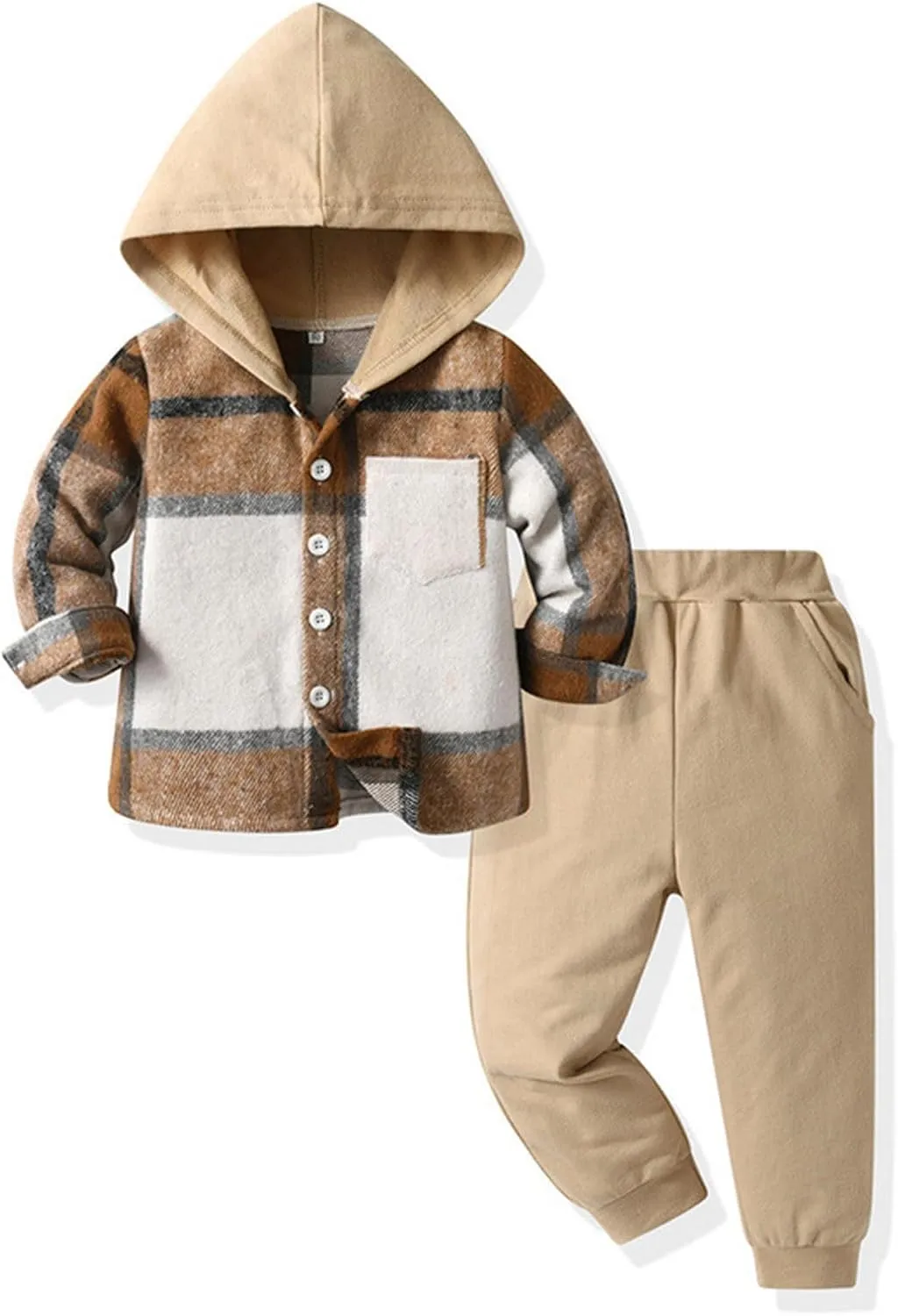 Sets for Boys Long Sleeve Crewneck Summer Pullover Hoodie and Jogger Sweatpants Set Summer Fashion Plaid Outfits