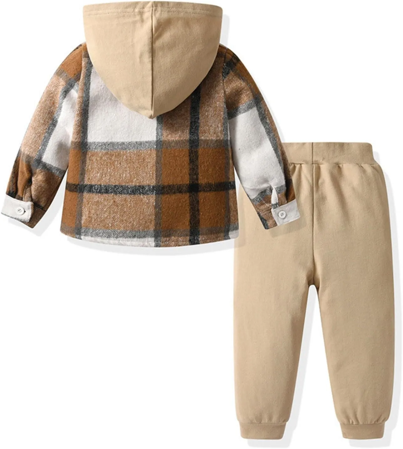 Sets for Boys Long Sleeve Crewneck Summer Pullover Hoodie and Jogger Sweatpants Set Summer Fashion Plaid Outfits
