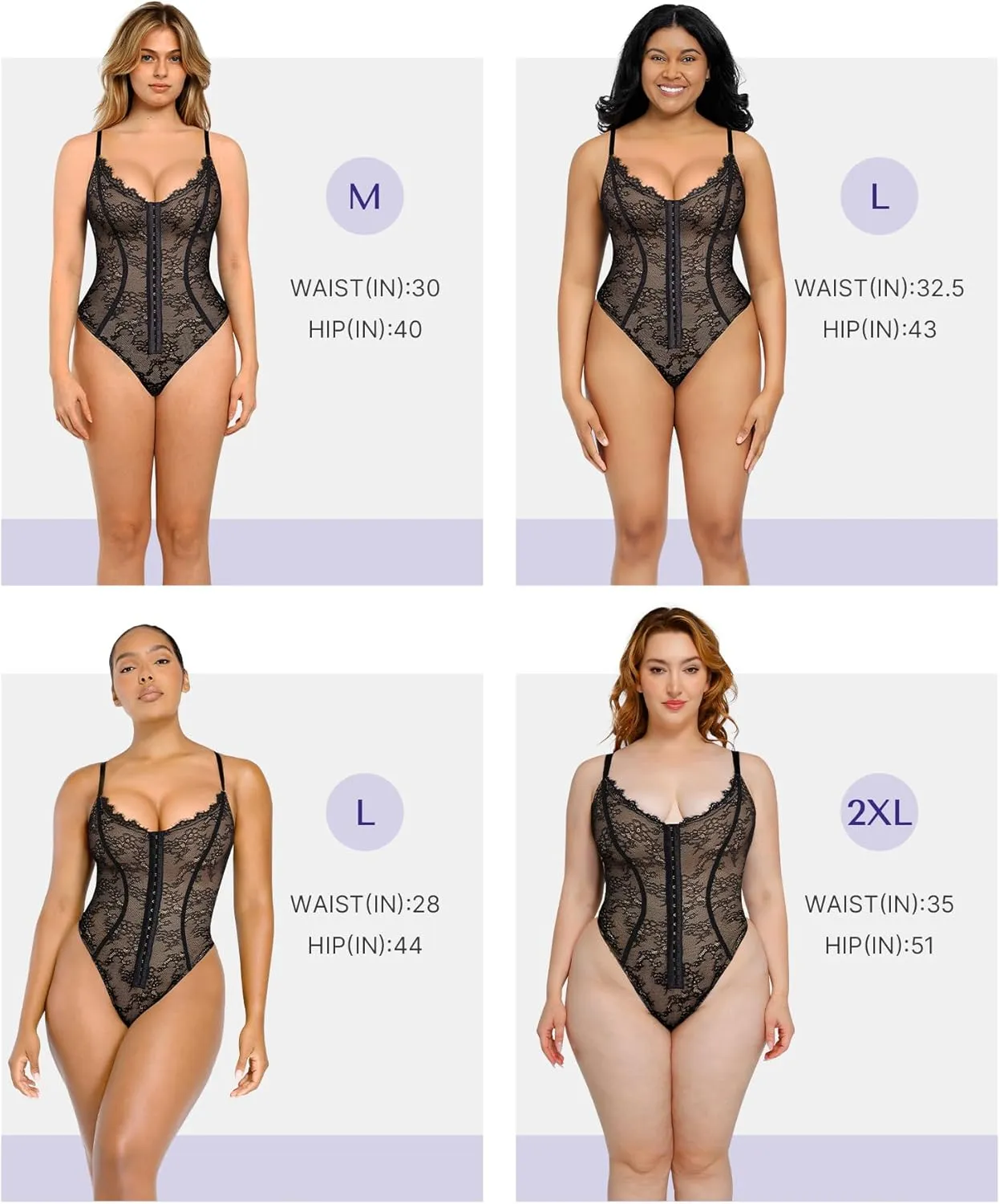 SHAPELLX Lace Bodysuit for Women Tummy Control Shapewear Backless Body Suits One Piece Body Shaper Thongs